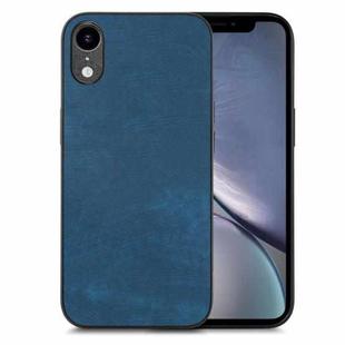 For iPhone XR Vintage Leather PC Back Cover Phone Case(Blue)