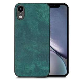 For iPhone XR Vintage Leather PC Back Cover Phone Case(Green)