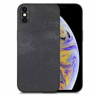 For iPhone XS Max Vintage Leather PC Back Cover Phone Case(Black)