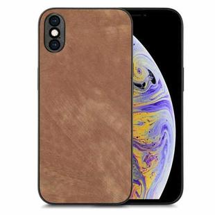 For iPhone XS Max Vintage Leather PC Back Cover Phone Case(Brown)