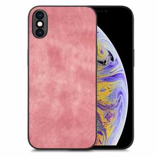 For iPhone XS Max Vintage Leather PC Back Cover Phone Case(Pink)
