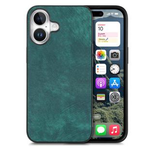 For iPhone 16 Vintage Leather PC Back Cover Phone Case(Green)