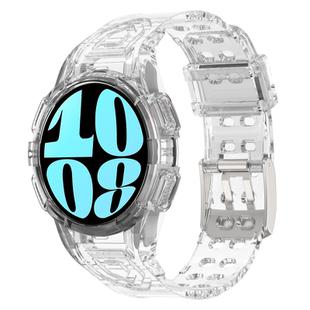 For Samsung Galaxy Watch6 44mm TPU Integrated Silicone Watch Band(Transparent White)