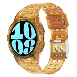 For Samsung Galaxy Watch6 44mm TPU Integrated Silicone Watch Band(Transparent Orange)