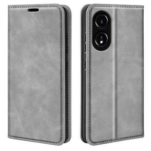 For OPPO A58 Retro-skin Magnetic Suction Leather Phone Case(Grey)