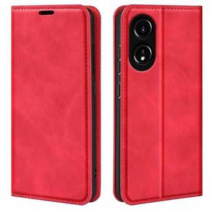 For OPPO A58 Retro-skin Magnetic Suction Leather Phone Case(Red)