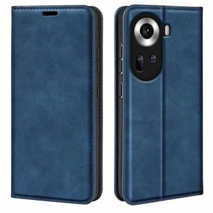 For OPPO Reno11 5G Global Retro-skin Magnetic Suction Leather Phone Case(Dark Blue)