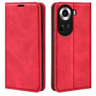 For OPPO Reno11 5G Global Retro-skin Magnetic Suction Leather Phone Case(Red)