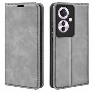 For OPPO Reno11 F 5G Retro-skin Magnetic Suction Leather Phone Case(Grey)