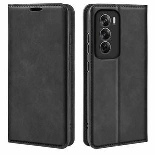 For OPPO Reno12 Pro 5G Global Retro-skin Magnetic Suction Leather Phone Case(Black)