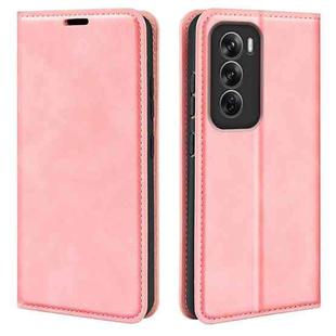 For OPPO Reno12 Pro 5G Global Retro-skin Magnetic Suction Leather Phone Case(Pink)