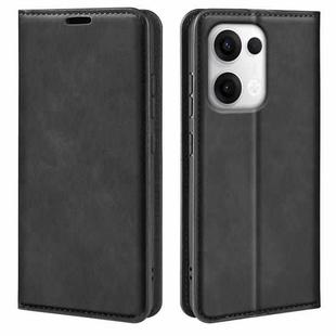 For OPPO Reno13 Pro 5G Retro-skin Magnetic Suction Leather Phone Case(Black)