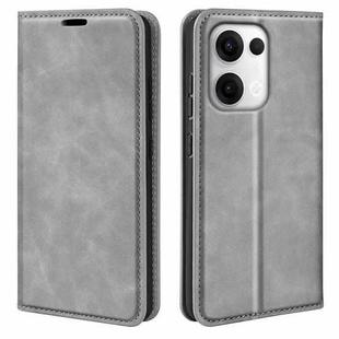 For OPPO Reno13 Pro 5G Retro-skin Magnetic Suction Leather Phone Case(Grey)
