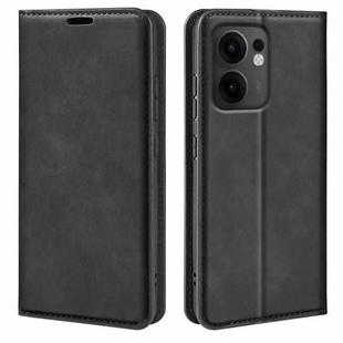 For OPPO Reno13 F Retro-skin Magnetic Suction Leather Phone Case(Black)