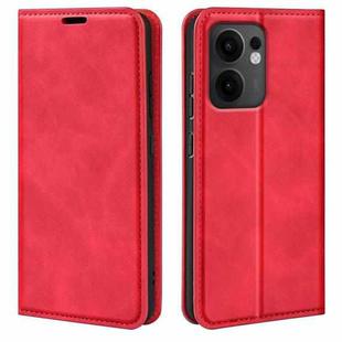 For OPPO Reno13 F Retro-skin Magnetic Suction Leather Phone Case(Red)