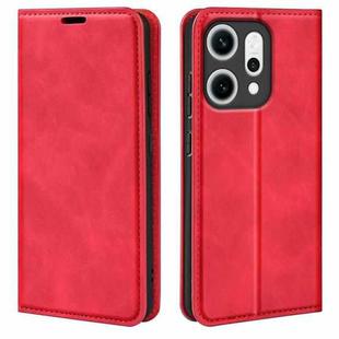 For OPPO Reno14 5G Global Retro-skin Magnetic Suction Leather Phone Case(Red)