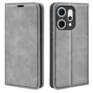 For OPPO Reno14 Pro 5G Global Retro-skin Magnetic Suction Leather Phone Case(Grey)