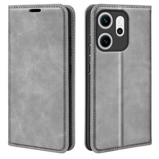 For OPPO Reno14 F 5G Retro-skin Magnetic Suction Leather Phone Case(Grey)