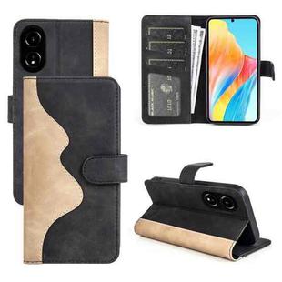 For OPPO A58 Stitching Horizontal Flip Leather Phone Case(Black)