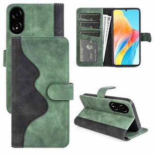 For OPPO A58 Stitching Horizontal Flip Leather Phone Case(Green)