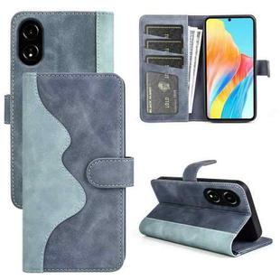 For OPPO A58 Stitching Horizontal Flip Leather Phone Case(Blue)