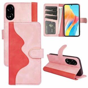 For OPPO A58 Stitching Horizontal Flip Leather Phone Case(Red)