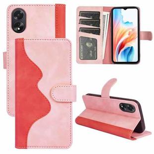 For OPPO A38 Stitching Horizontal Flip Leather Phone Case(Red)