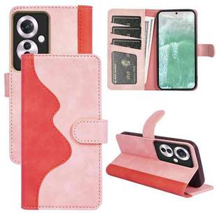 For OPPO Reno11 F 5G Stitching Horizontal Flip Leather Phone Case(Red)