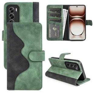 For OPPO Reno12 5G Global Stitching Horizontal Flip Leather Phone Case(Green)