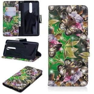3D Colored Drawing Pattern Horizontal Flip Leather Case for Nokia 5.1, with Holder & Card Slots & Wallet(Green Butterfly)