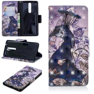 3D Colored Drawing Pattern Horizontal Flip Leather Case for Nokia 5.1, with Holder & Card Slots & Wallet(Peacock)
