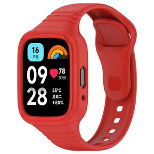 For Redmi Watch 3 Active Integrated Fully Enclosed Silicone Watch Band(Red)
