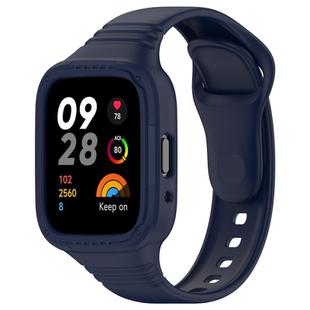 For Redmi Watch 3 Lite Integrated Fully Enclosed Silicone Watch Band(Ink Blue)