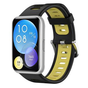 For Huawei Watch Fit Two-Color Silicone Watch Band(Black+Yellow)