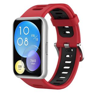 For Huawei Watch Fit Two-Color Silicone Watch Band(Red+Black)