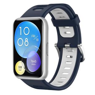 For Huawei Watch Fit Two-Color Silicone Watch Band(Midnight Blue+White)