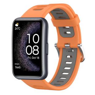 For Huawei Watch Fit Special Edition Two-Color Silicone Watch Band(Orange+Gray)