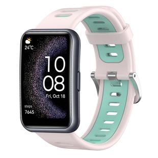 For Huawei Watch Fit Special Edition Two-Color Silicone Watch Band(Pink+Teal)