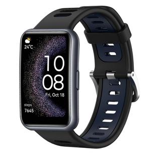 For Huawei Watch Fit Special Edition Two-Color Silicone Watch Band(Black+Blue)
