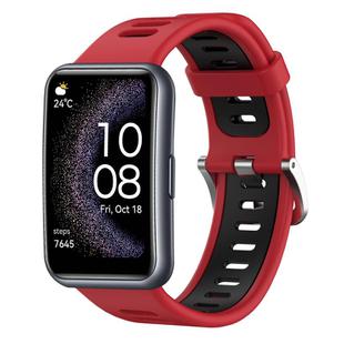 For Huawei Watch Fit Special Edition Two-Color Silicone Watch Band(Red+Black)