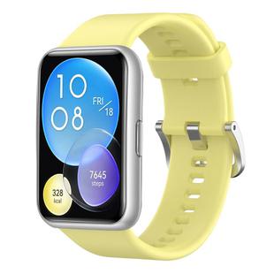 For Huawei Watch Fit Solid Color Silicone Watch Band(Milky Yellow)