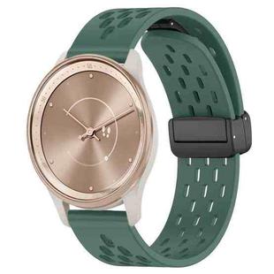 For GarminMove Trend 20mm Folding Magnetic Clasp Silicone Watch Band(Dark Green)