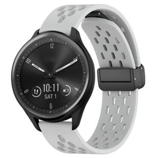 For Garmin Vivomove Sport 20mm Folding Magnetic Clasp Silicone Watch Band(Light Grey)