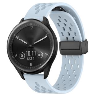 For Garmin Vivomove Sport 20mm Folding Magnetic Clasp Silicone Watch Band(Light Blue)