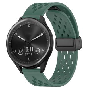 For Garmin Vivomove Sport 20mm Folding Magnetic Clasp Silicone Watch Band(Dark Green)