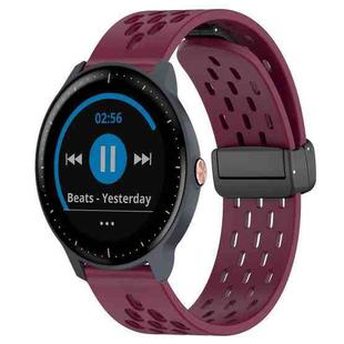 For Garmin Vivoactive3 Music 20mm Folding Magnetic Clasp Silicone Watch Band(Wine Red)