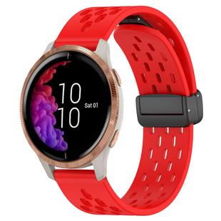 For Garmin Venu 20mm Folding Magnetic Clasp Silicone Watch Band(Red)