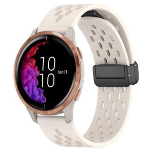For Garmin Venu 20mm Folding Magnetic Clasp Silicone Watch Band(Starlight Color)