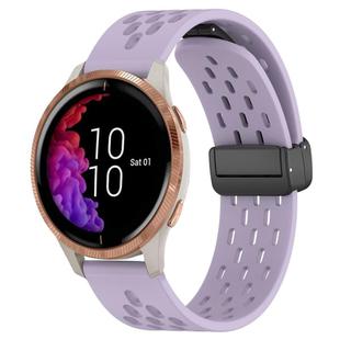 For Garmin Venu 20mm Folding Magnetic Clasp Silicone Watch Band(Purple)