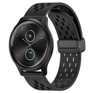 For Garmin VivoMove Style 20mm Folding Magnetic Clasp Silicone Watch Band(Black)